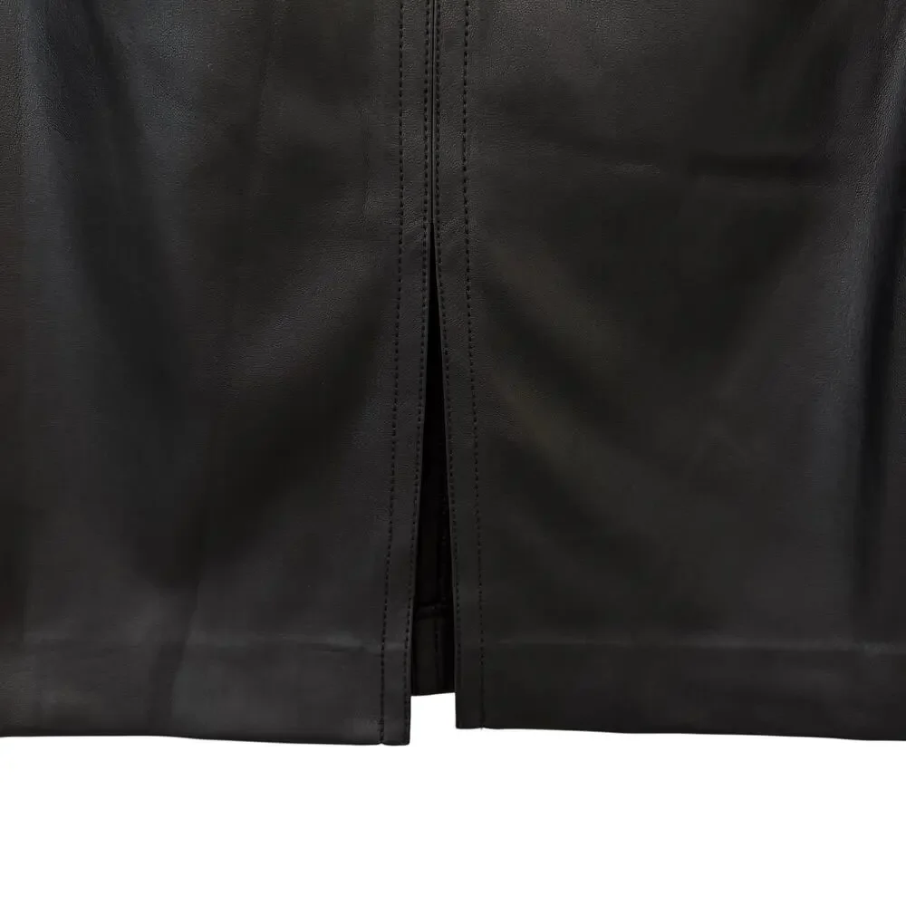 Ann Taylor Women’s Black Faux Leather Pencil Skirt Size 10 Midi Work Office